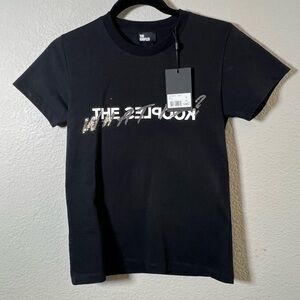 NWT The Kooples Black Tee with Rhinestone Logo Size 0 or XS